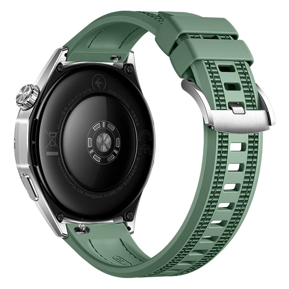 Huawei Watch GT4 46mm İle Uyumlu SportStripe Örgü Desen Metal Tokalı Silikon Akıllı Saat Kordonu