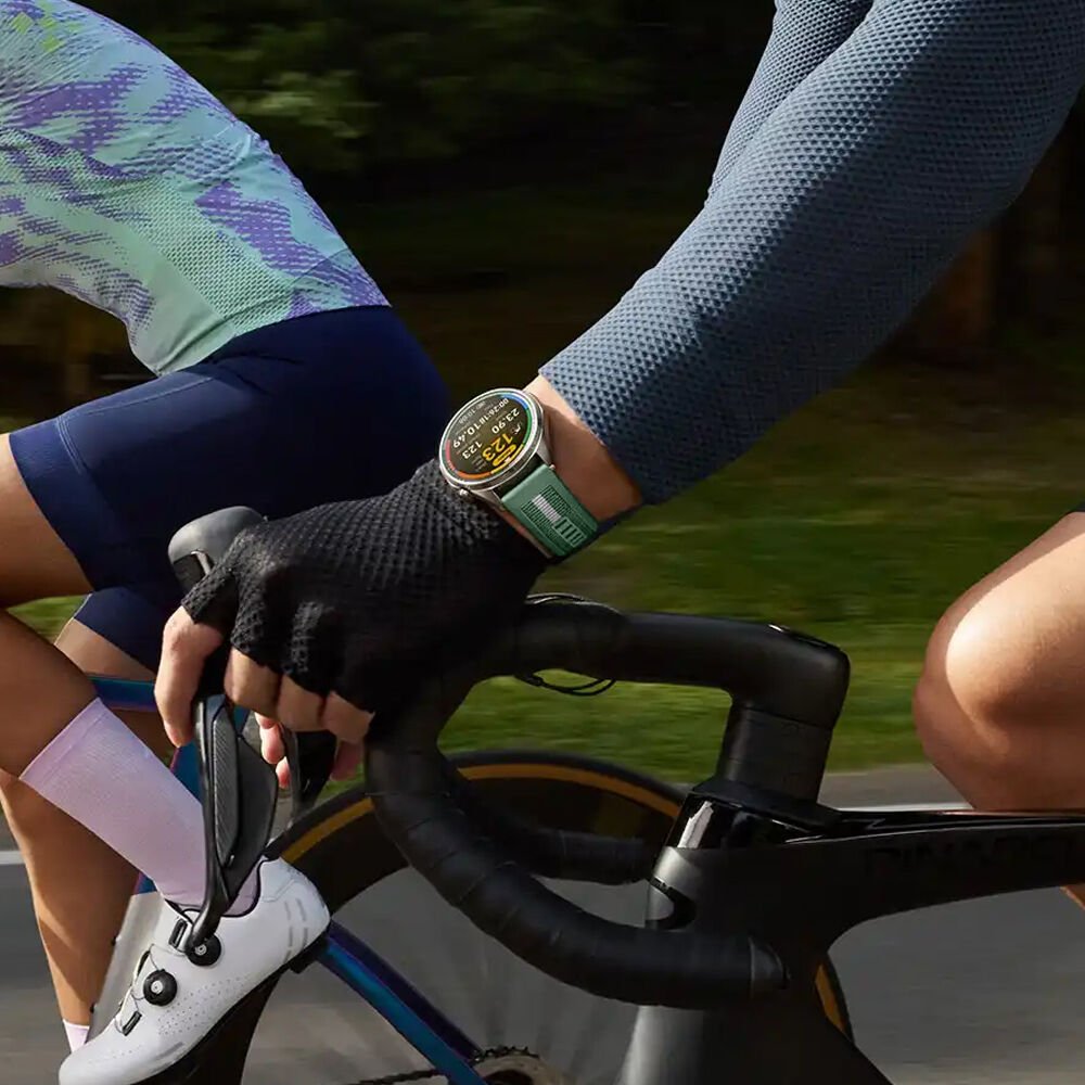 Huawei Watch GT4 46mm İle Uyumlu SportStripe Örgü Desen Metal Tokalı Silikon Akıllı Saat Kordonu