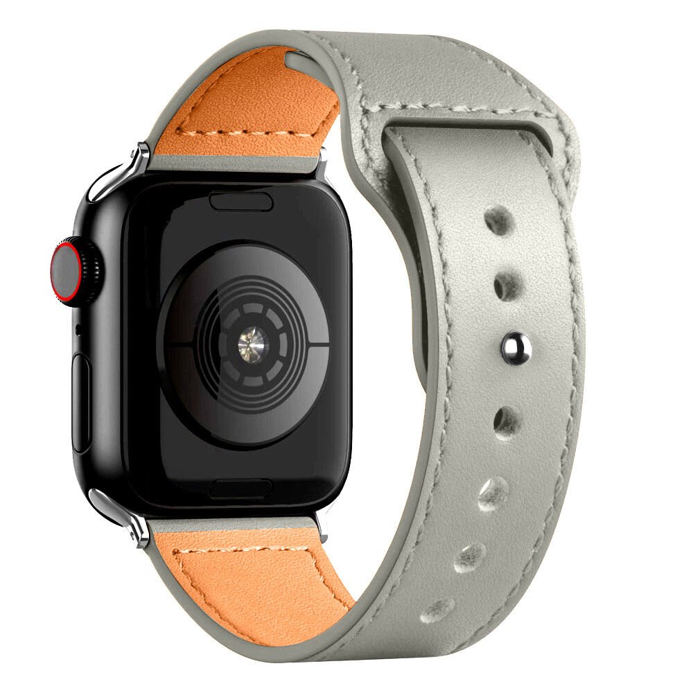 iWatch 7 8 9 10 11 Series 42/44/45/46mm İle Uyumlu Premium Classic Deri Görünümlü Kordon Gri