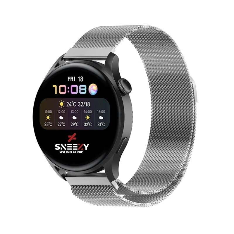 Samsung Galaxy Watch 46mm R800 -Watch 3 45mm R840 22mm Uyumlu Woven Wire Tasarım Metal Hasır Kordon Gümüş