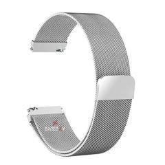 Samsung Galaxy Watch 46mm R800 -Watch 3 45mm R840 22mm Uyumlu Woven Wire Tasarım Metal Hasır Kordon Gümüş