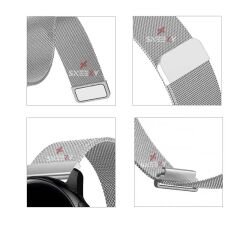 Samsung Galaxy Watch 46mm R800 -Watch 3 45mm R840 22mm Uyumlu Woven Wire Tasarım Metal Hasır Kordon Gümüş