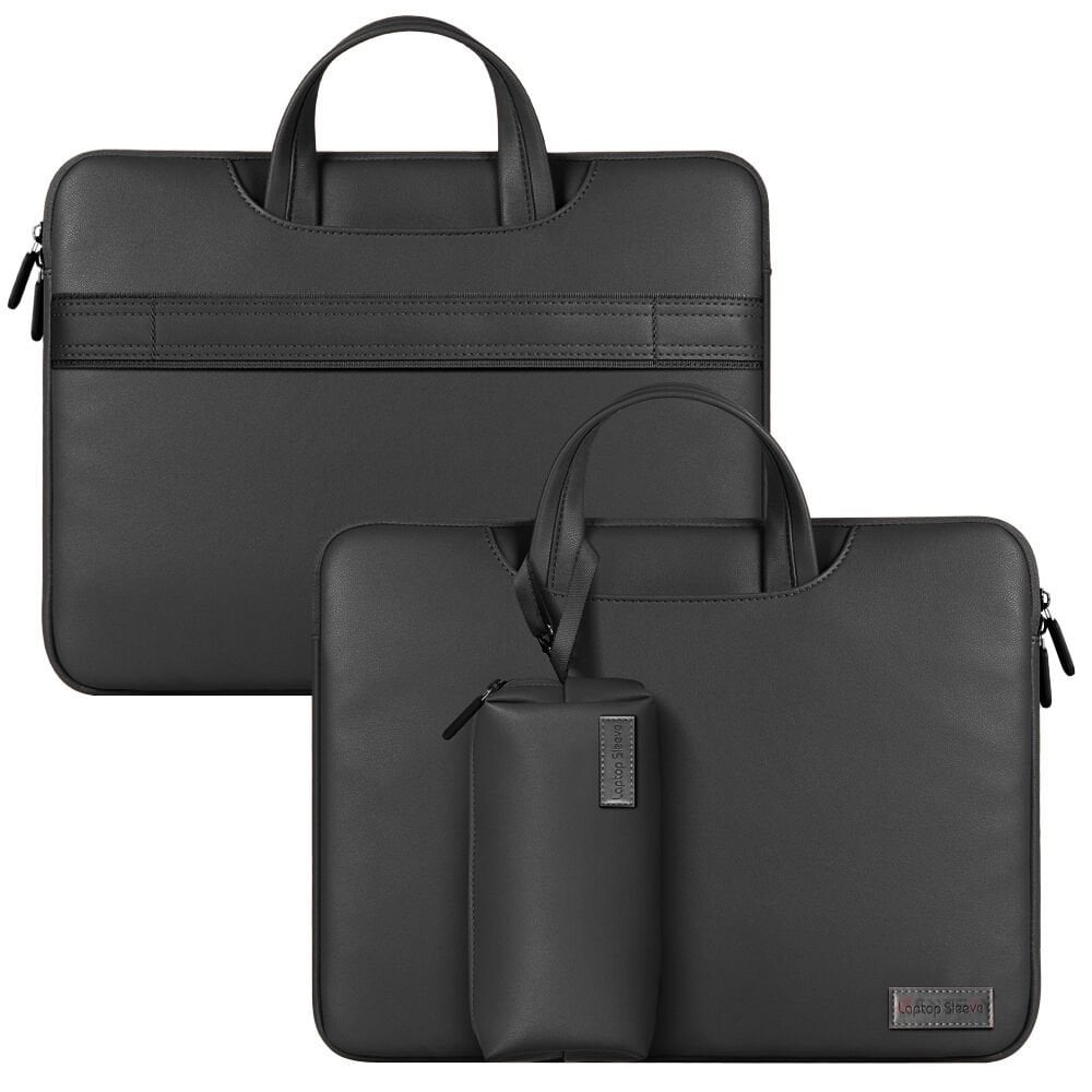 MacBook Pro 14.2 İnç Kılıf M1-M2-M3 A2442-A2779-A2992 için Deri Şık ve Dayanıklı Koruma Çantası Siyah