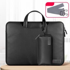 MacBook Pro 14.2 İnç Kılıf M1-M2-M3 A2442-A2779-A2992 için Deri Şık ve Dayanıklı Koruma Çantası Siyah