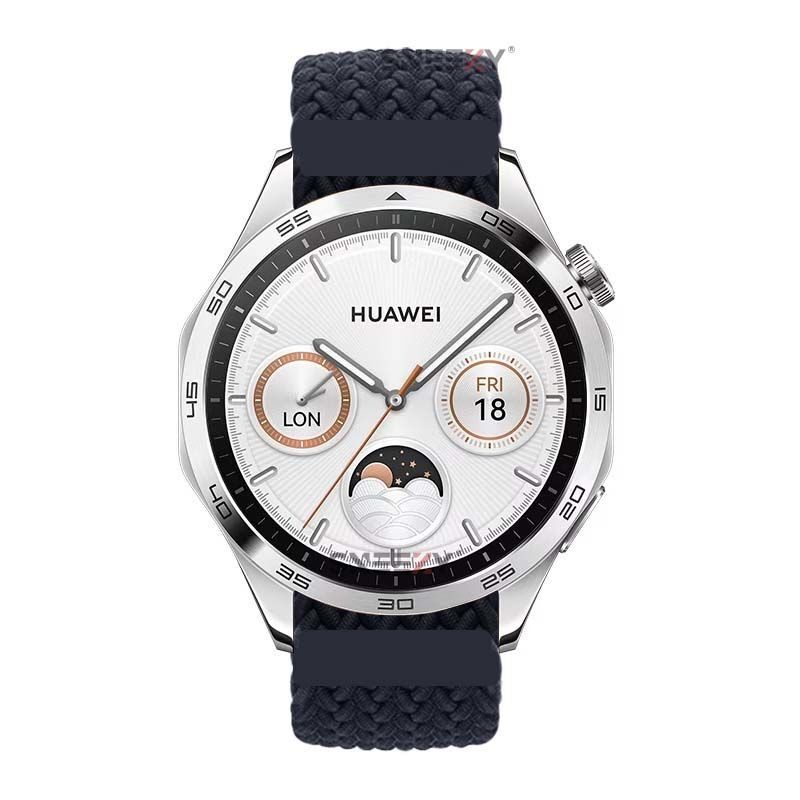 Sneezy Huawei Watch GT5 46mm İle Uyumlu 22mm Metal Klips Solo Fiberlink Örgü Kordon Lacivert