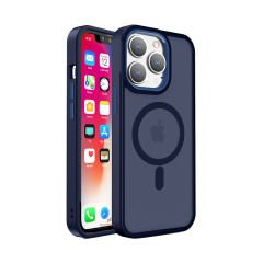 Sneezy İphone 14 İle Uyumlu Magnetic Matte Prism Kapak Lacivert - Lacivert
