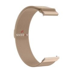 Samsung Galaxy Watch 46mm R800 -Watch 3 45mm R840 22mm Uyumlu Woven Wire Tasarım Metal Hasır Kordon Retro Gold