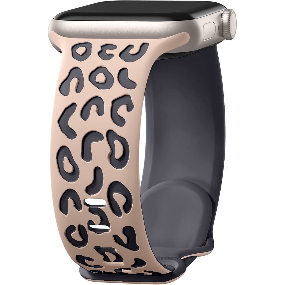 Apple Watch Uyumlu 44 45 46mm Leopar Desenli Yumuşak Silikon Kordon Seri 2 3 4 5 6 Se 7 8 9 10