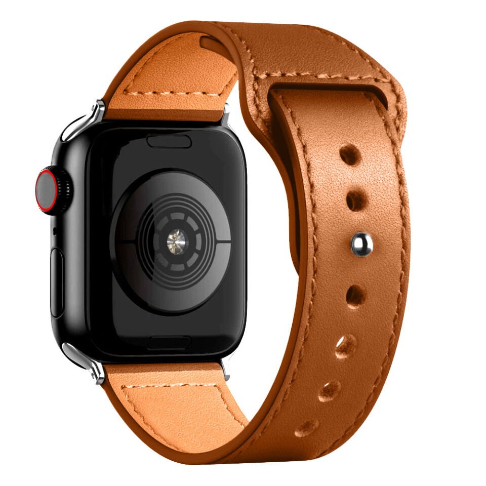 iWatch 7 8 9 10 11 Series 48/40/41/42mm İle Uyumlu Premium Classic Deri Görünümlü Kordon Kahverengi