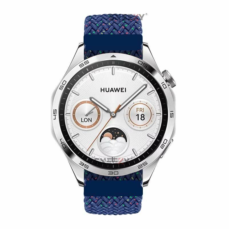 Sneezy Huawei Watch GT5 46mm İle Uyumlu 22mm Metal Klips Solo Fiberlink Örgü Kordon Mavi Gökkuşağı