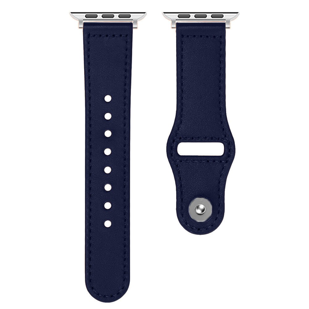 iWatch 7 8 9 10 11 Series 48/40/41/42mm İle Uyumlu Premium Classic Deri Görünümlü Kordon Lacivert