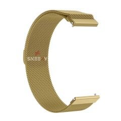 Samsung Gear S3 Frontier R760 – S3 Classic R770 22mm Uyumlu Woven Wire Tasarım Metal Hasır Kordon Gold