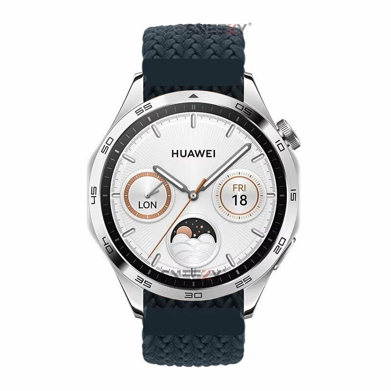 Sneezy Huawei Watch GT5 46mm İle Uyumlu 22mm Metal Klips Solo Fiberlink Örgü Kordon Mavi Koyu
