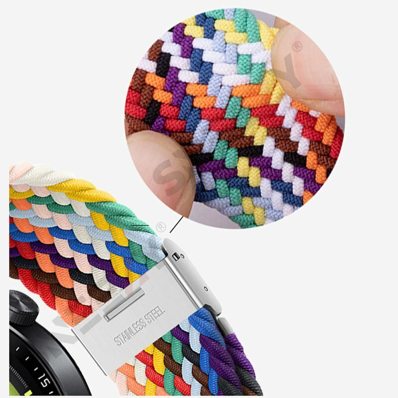 Sneezy Huawei Watch GT5 46mm İle Uyumlu 22mm Metal Klips Solo Fiberlink Örgü Kordon Mavi Koyu