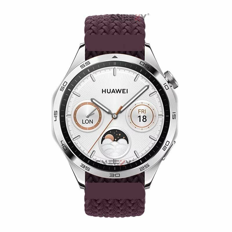 Sneezy Huawei Watch GT5 46mm İle Uyumlu 22mm Metal Klips Solo Fiberlink Örgü Kordon Mürdüm
