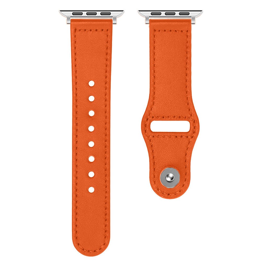iWatch 7 8 9 10 11 Series 48/40/41/42mm İle Uyumlu Premium Classic Deri Görünümlü Kordon Turuncu