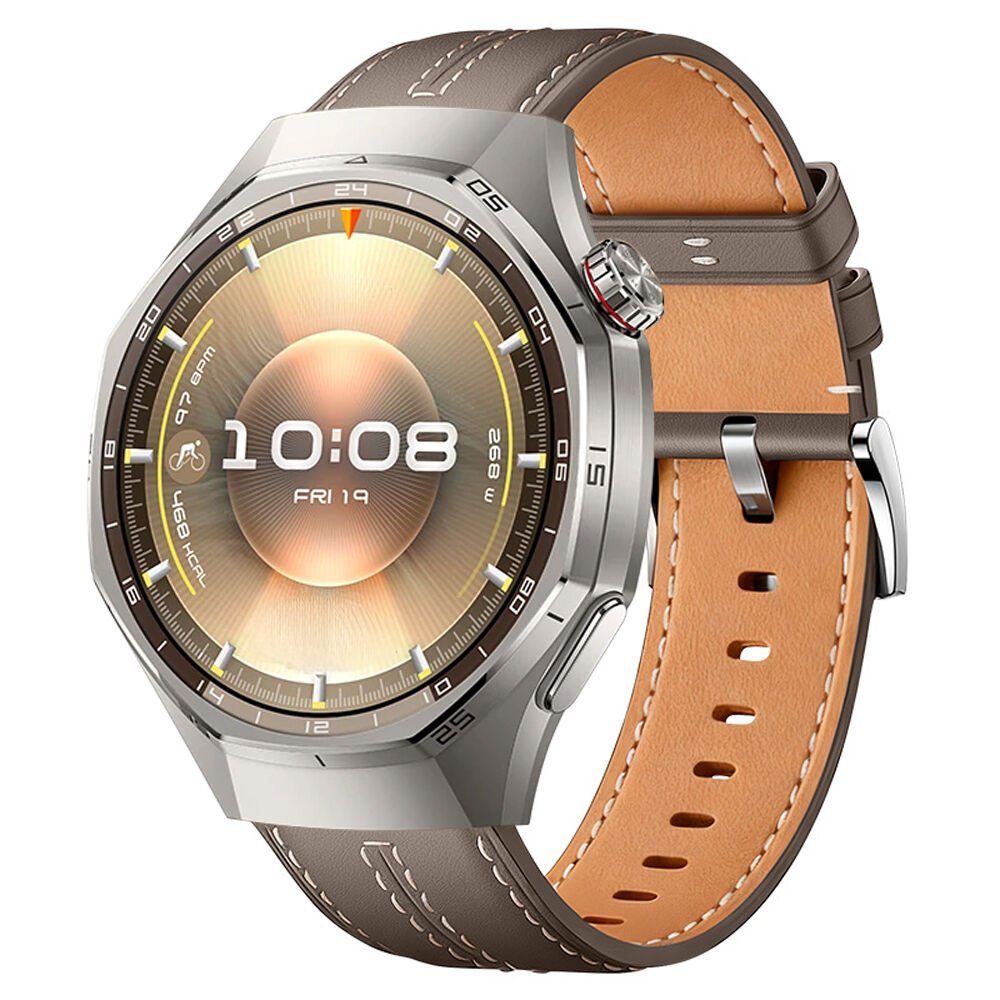 Sneezy Huawei Watch GT6 Pro 46mm İle Uyumlu Dikiş Desenli Deri Metal Tokalı Akıllı Saat Kordonu