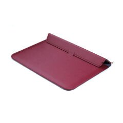 Sneezy Macbook Pro 16.2 İnç M1 A2485 Uyumlu PortaPivo Standlı Deri Taşıma Çantası Koyu Kırmızı - Koyu Kırmızı