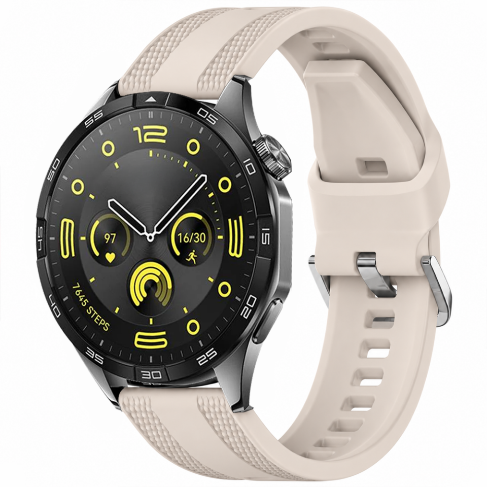 Sneezy Huawei Watch GT 4 46mm Uyumlu TPUFlex Çift Şerit Örgü Desenli Silikon Kordon
