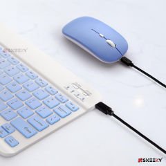 Apple Ipad Air 4 10.9 Inç Uyumlu Rgb Işıklı Bluetooth & Wireless Türkçe Klavye Mouse Seti Lavanta - Lavanta