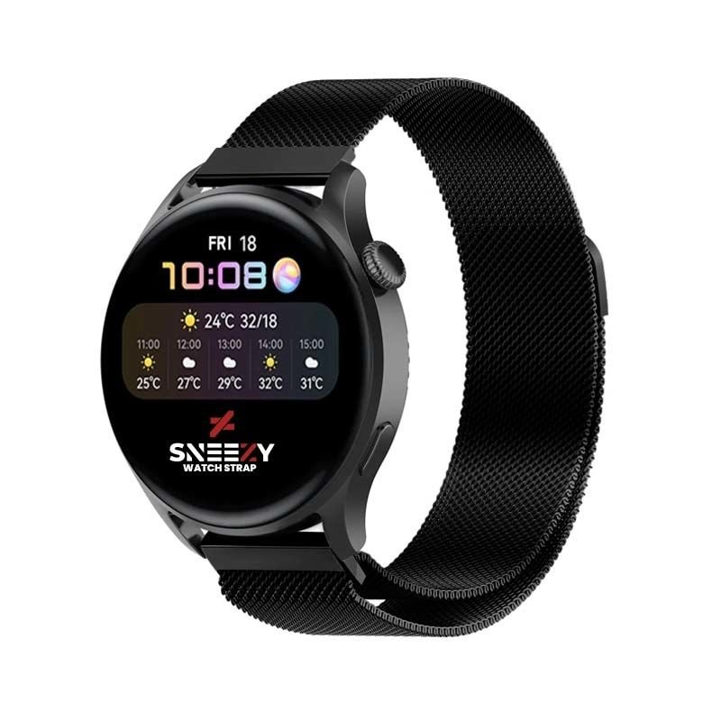 Samsung Gear S3 Frontier R760 – S3 Classic R770 22mm Uyumlu Woven Wire Tasarım Metal Hasır Kordon Siyah