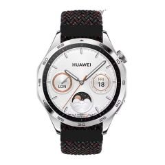 Sneezy Huawei Watch GT5 46mm İle Uyumlu 22mm Metal Klips Solo Fiberlink Örgü Kordon Siyah Gökkuşağı