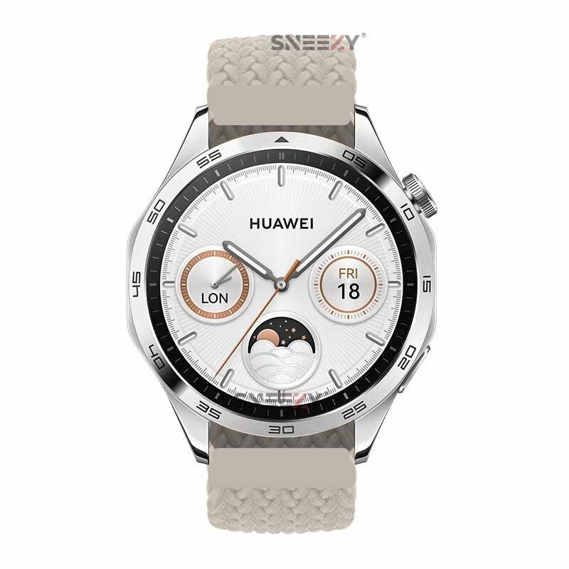 Sneezy Huawei Watch GT5 46mm İle Uyumlu 22mm Metal Klips Solo Fiberlink Örgü Kordon Starlight