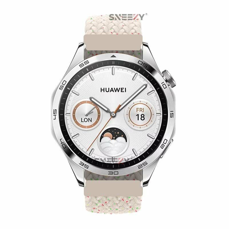 Sneezy Huawei Watch GT5 46mm İle Uyumlu 22mm Metal Klips Solo Fiberlink Örgü Kordon Strlight Gökkuşağı