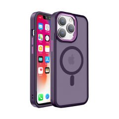 Sneezy İphone 13 Pro İle Uyumlu Magnetic Matte Prism Kapak Mor - Mor