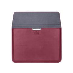 Sneezy Macbook Pro 16 İnç A2141 Uyumlu PortaPivo Standlı Deri Taşıma Çantası Koyu Kırmızı - Koyu Kırmızı