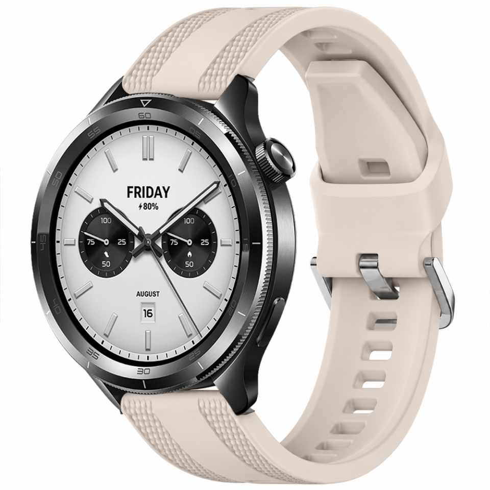 Sneezy Xiaomi Watch S4 46mm Uyumlu TPUFlex Çift Şerit Örgü Desenli Silikon Kordon