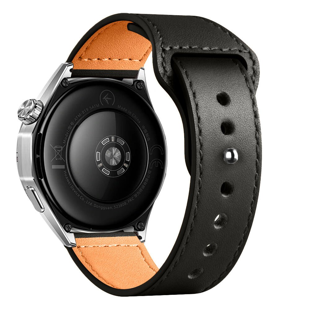 Huawei Watch GT6 46mm İle Uyumlu Premium Classic Deri Görünümlü Kordon Siyah