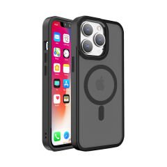 Sneezy İphone 13 İle Uyumlu Magnetic Matte Prism Kapak Siyah - Siyah