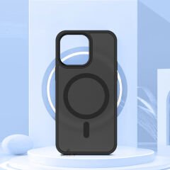 Sneezy İphone 13 İle Uyumlu Magnetic Matte Prism Kapak Siyah - Siyah