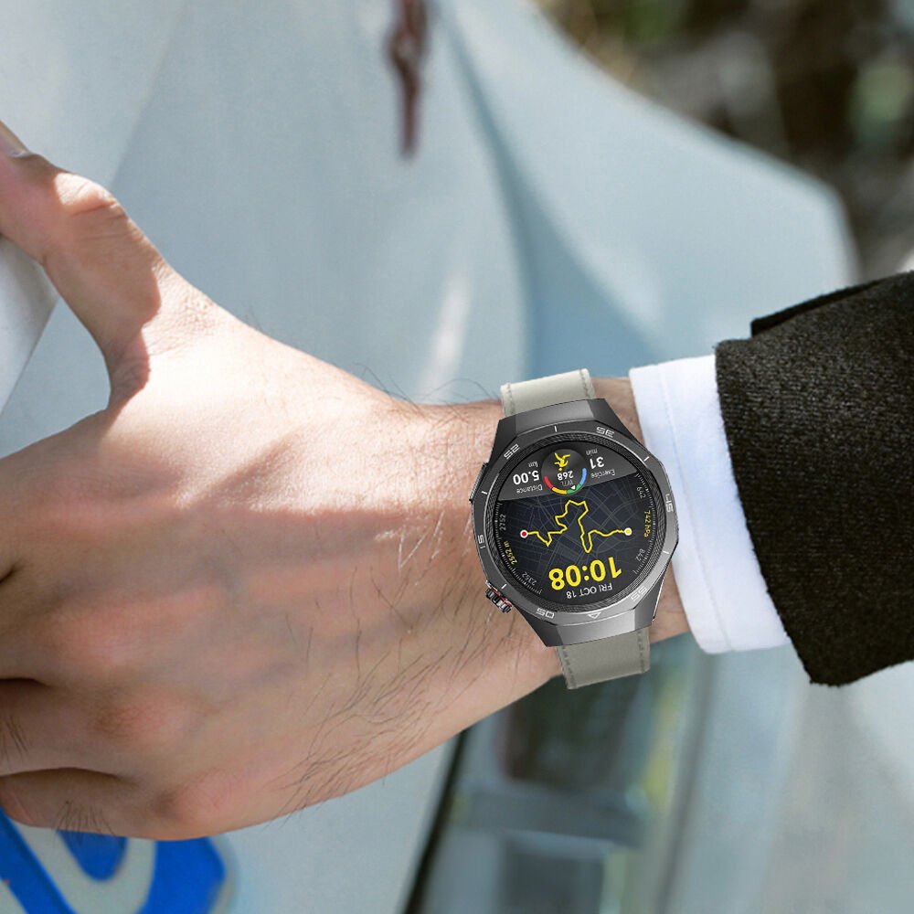 Huawei Watch GT5 Pro 46mm İle Uyumlu Premium Classic Deri Görünümlü Kordon