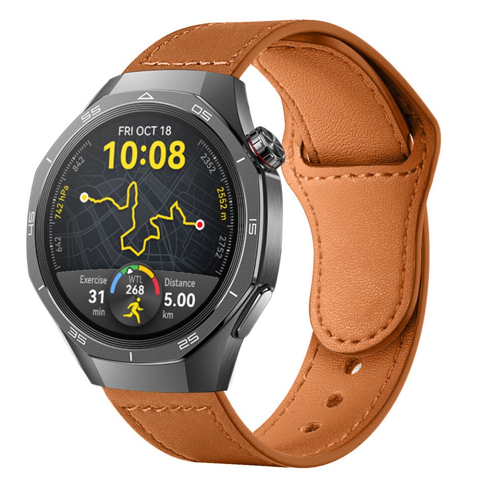 Huawei Watch GT5 Pro 46mm İle Uyumlu Premium Classic Deri Görünümlü Kordon