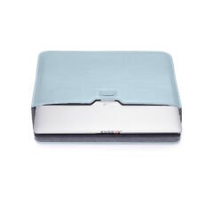 Sneezy Macbook Pro 13 İnç M1 A2338 Uyumlu PortaPivo Standlı Deri Taşıma Çantası Mavi - Mavi