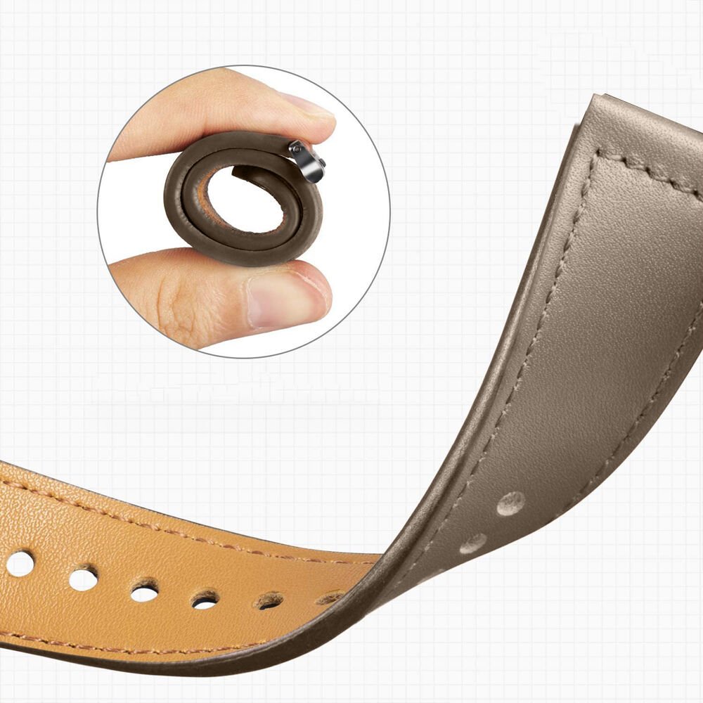 Huawei Watch GT5 Pro 46mm İle Uyumlu Premium Classic Deri Görünümlü Kordon Koyu Gri