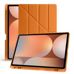 Samsung Galaxy Tab S10 Ultra X920 14.6 İnç Katlanabilir Kalemlikli Standlı Akıllı Kılıf Turuncu