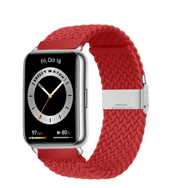 Sneezy Huawei Watch Fit 2 İle Uyumlu Metal Klips Solo Fiberlink Örgü Kordon