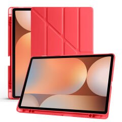 Samsung Galaxy Tab S9 Ultra X910 14.6 İnç Katlanabilir Kalemlikli Standlı Akıllı Kılıf Kırmızı