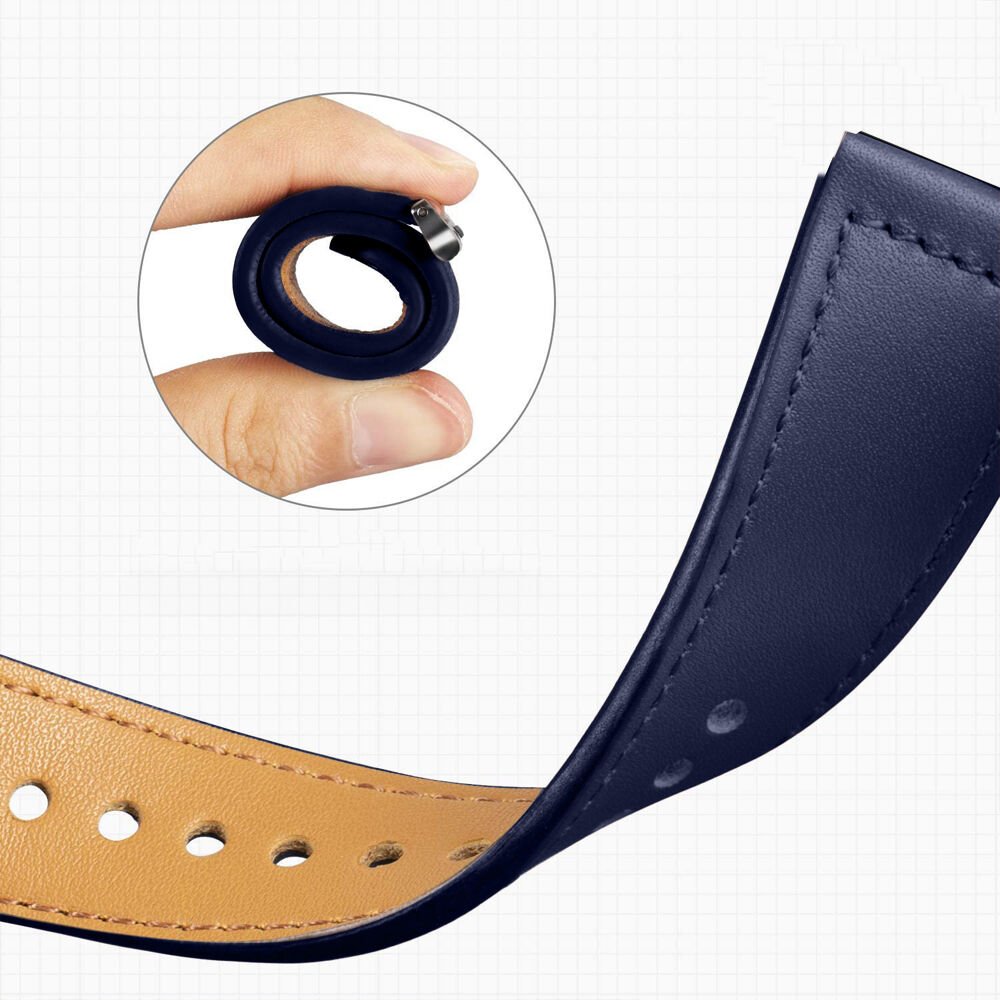 Huawei Watch GT4 46mm İle Uyumlu Premium Classic Deri Görünümlü Kordon Lacivert