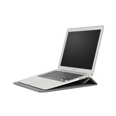 Sneezy Macbook Pro 13 İnç A2289 Uyumlu PortaPivo Standlı Deri Taşıma Çantası Koyu Gri - Koyu Gri