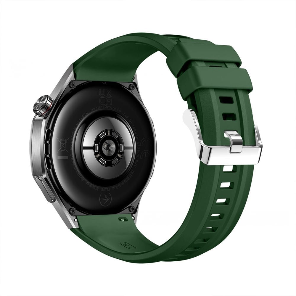 Huawei Watch Gt5 Pro 46mm İle Tam Uyumlu Kordon Metal Tokalı Yumuşak Silikon Kordon Kayış Haki