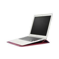 Sneezy Macbook Pro 13 İnç A2289 Uyumlu PortaPivo Standlı Deri Taşıma Çantası Koyu Kırmızı - Koyu Kırmızı