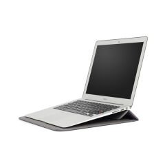 Sneezy Macbook Air 13.3 İnç M1 A2337 Uyumlu PortaPivo Standlı Deri Taşıma Çantası Koyu Gri - Koyu Gri