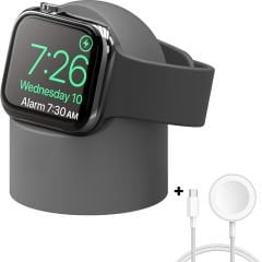 Apple Watch 7 8 9 10 İle Uyumlu Silikon Akıllı Saat Şarj Standı ve Typ-c Şarj Kablosu