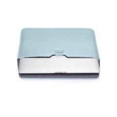Sneezy Macbook Air 13.3 İnç M1 A2337 Uyumlu PortaPivo Standlı Deri Taşıma Çantası Mavi - Mavi