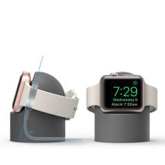 Apple Watch 7 8 9 10 İle Uyumlu Silikon Akıllı Saat Şarj Standı ve Typ-c Şarj Kablosu Gri