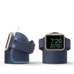 Apple Watch 7 8 9 10 İle Uyumlu Silikon Akıllı Saat Şarj Standı ve Typ-c Şarj Kablosu Lacivert